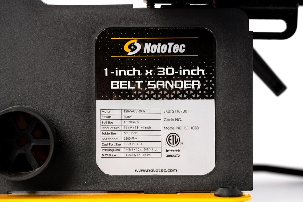 Nototec 1x30" Belt Sander for Woodworking with 1/3HP motor, 10A Belt Grinder